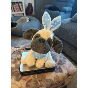 Pug Puppy Dog With Bunny Ears Plush ASPCA Rescue Bandana Stuffed Animal 12 Inch